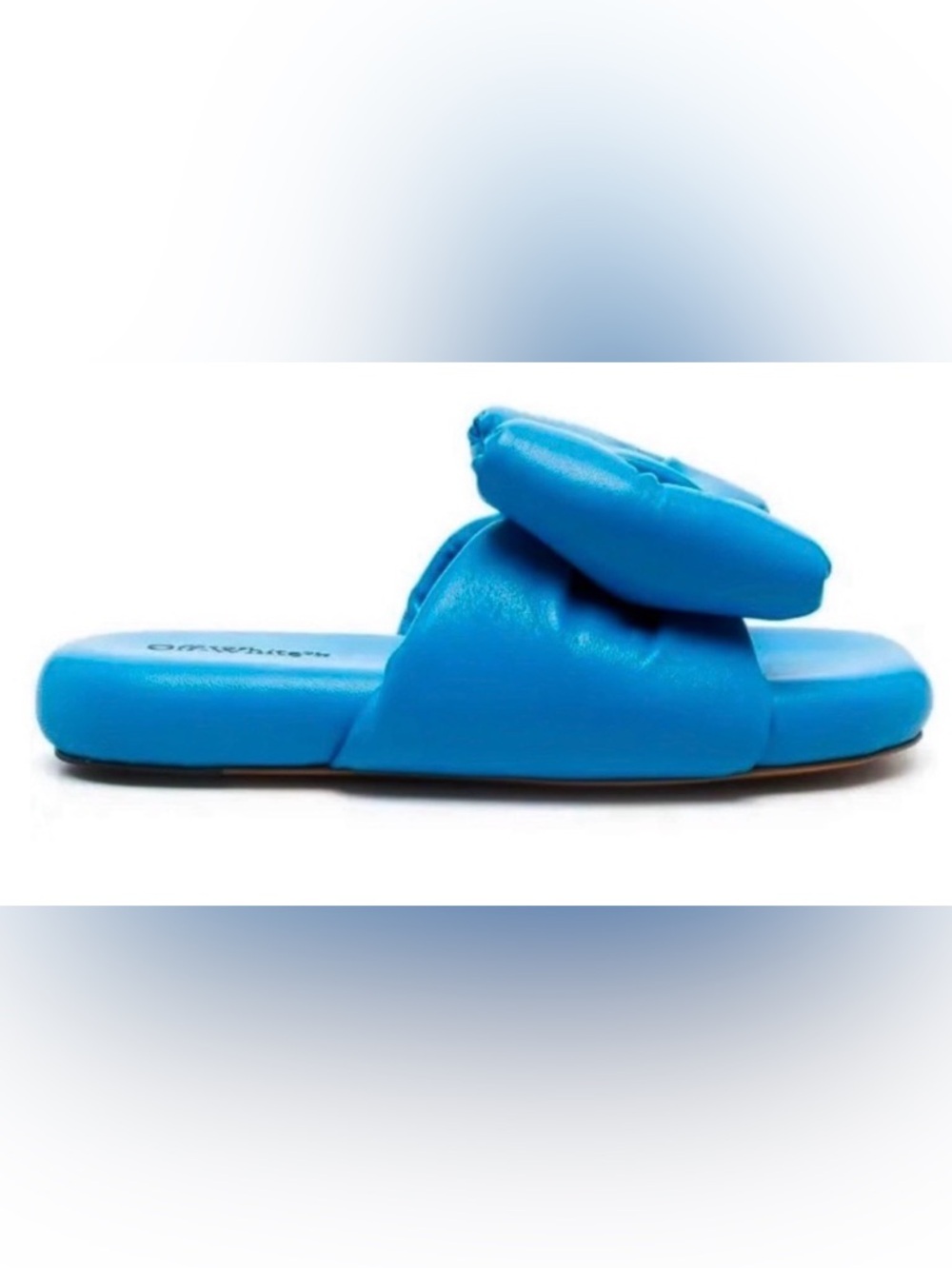 NIB [Off-White] Oversized Bow Blue Leather Slip-On Sandals Women’s EU 36 / US 6 - Picture 2 of 14